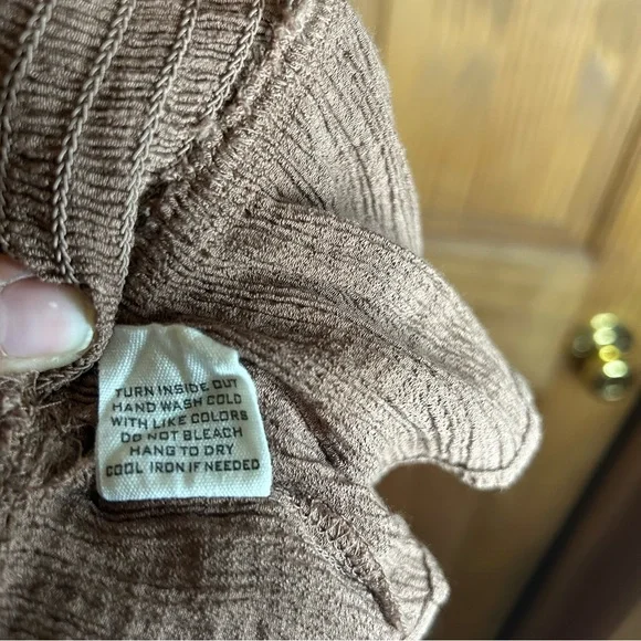 Mine Brown Smocked Peplum Blouse with Puff Sleeves - Picture 5 of 5